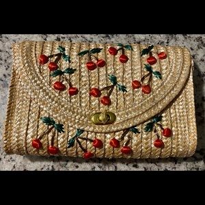 New straw bag with cherries